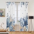 thumbnail image 2 of Blue Starfish Coastal Kitchen Curtains Window Panels, Eucalyptus Summer Nautical Shell Ocean Insulated Window Treatment Curtain, Grommet Curtains for Bedroom/Living Room/Bathroom, 2 Piece 42"Wx84"L, 2 of 8