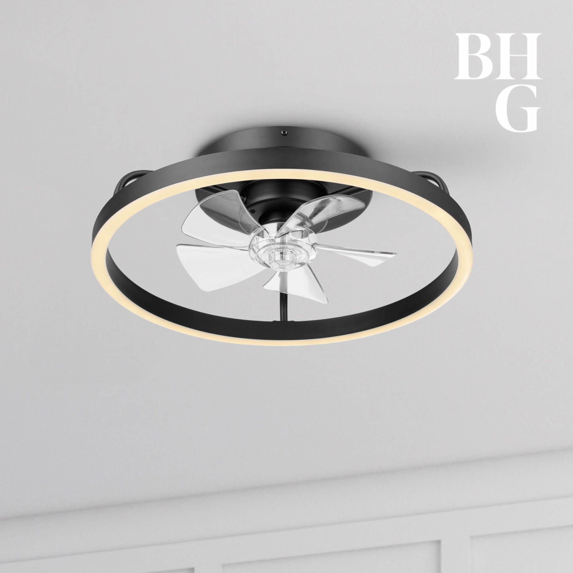 Better Homes & Gardens 20" Black Modern Ceiling Fan Fandelier with Color Changing Light, 5 Blades & Remote