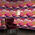 thumbnail image 2 of Boho Peel and Stick Wallpaper Mystical Sky Pink Sun Crescent Moon Golden Cloud Accents Wall Mural 23.6in x 9.8ft Self Adhesive Removable Wall Paper Contact Paper for Nursery Bedroom Cabinets, 2 of 8