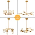 thumbnail image 3 of Lámpara de Techo Modernas, Horkey Sputnik Candelabro Dorado Industrial Ajustable Araña Vintage E26 6 Luces Latón Cepillado Luz Colgante de Mediados de Siglo, Montaje Semi Empotrado Iluminación,Dorado, 3 of 18