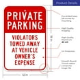 thumbnail image 3 of Private Parking Violators Towed Away Sign, 12x18 Aluminum, 3 of 8