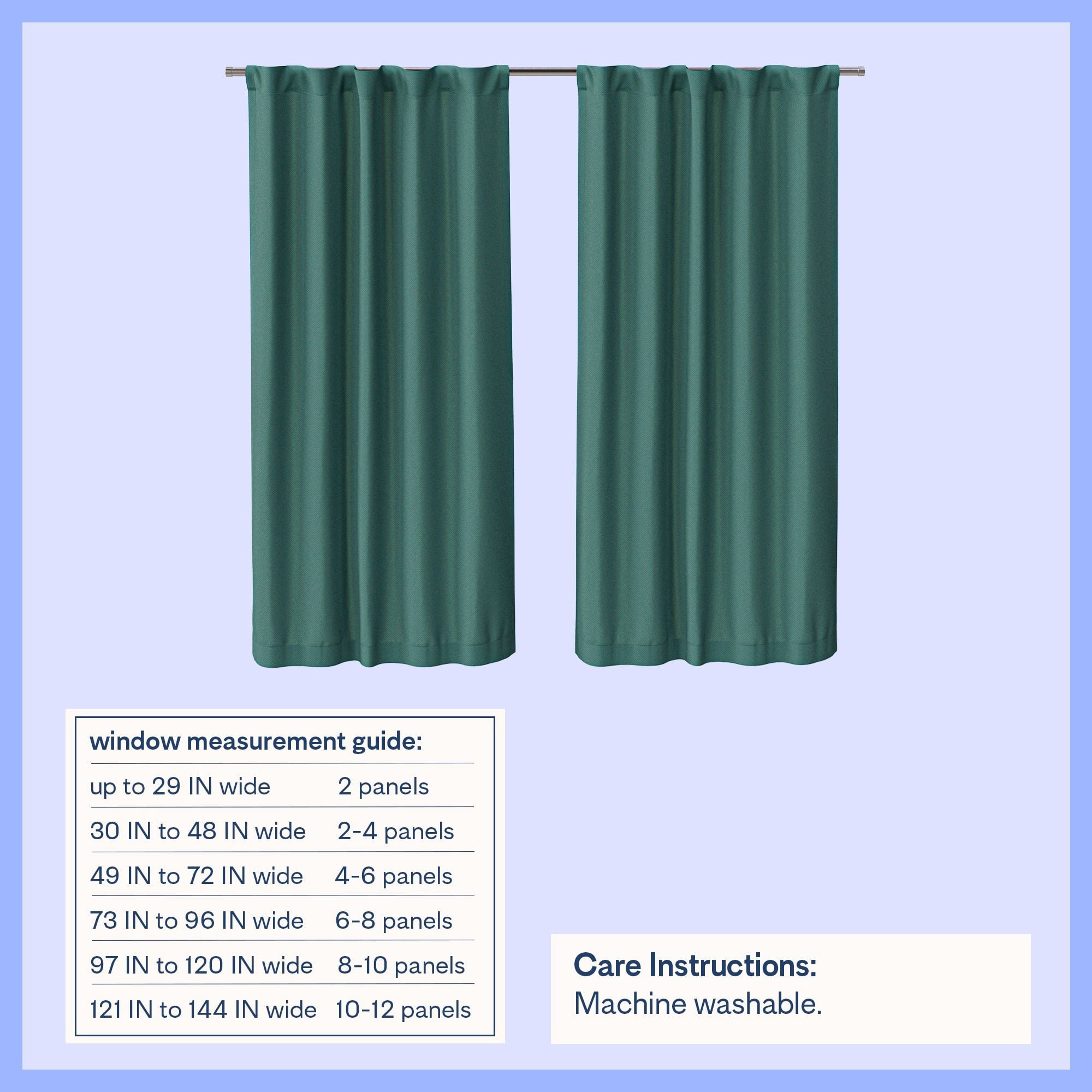 Mainstays Kids Dark Green Solid Blackout Rod Pocket with Back Tabs Curtain Panel Pair, Set of 2, 30" W x 63" L