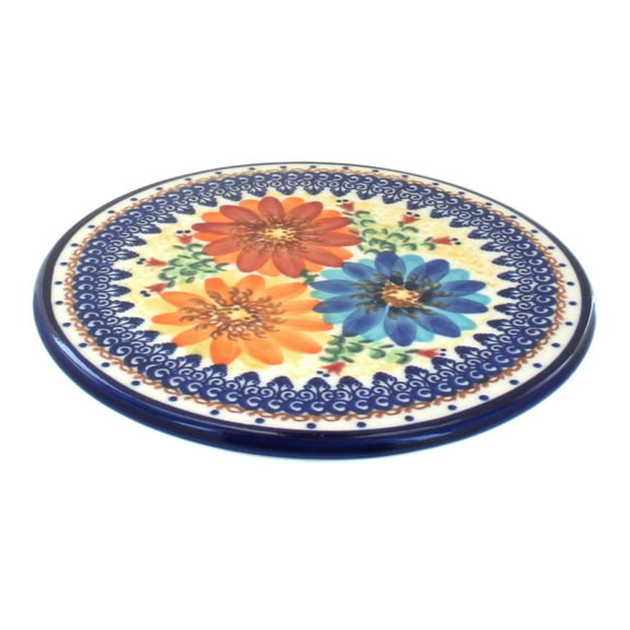 Blue Rose Polish Pottery Autumn Burst Trivet