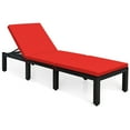 thumbnail image 6 of Gymax 2PCS Patio Lounge Chair Rattan Chaise w/ Adjustable Red & Off White Cushioned, 6 of 7