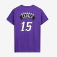 thumbnail image 3 of Men's Mitchell & Ness Vince Carter Purple Toronto Raptors Hardwood Classics Stitch Name & Number T-Shirt, 3 of 6