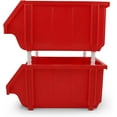 thumbnail image 4 of DJC Supply Red Heavy duty thermoplastic storage bin organizer, Stackable, Hangable, Side-connect 2 Pack, LARGE 8.4" X 11" X 6.9", 4 of 4