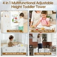 thumbnail image 3 of Kitchen Helper Stool for Toddlers, Wooden Toddler Learning Standing Tower with Whiteboard and Safety Rail, Adjustable-Height Platform Kids Step Stools for Kitchen Counter Bathroom Sink, 3 of 8