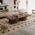thumbnail image 2 of Mesa de café cuadrada de 34,6'' para sala de estar, tapa de chapa de madera moderna con patrón de parquet y base cilíndrica, mesa engrosada, fácil montaje, 2 of 5
