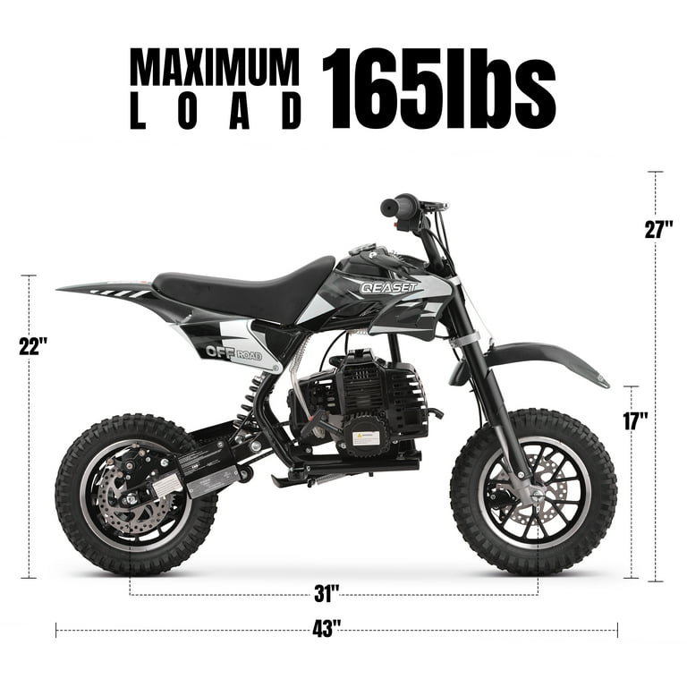 QEASET 49CC Dirt Bike Gas Powered Off-Road 2-Stroke Mini Bike with