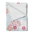 thumbnail image 2 of Japanese Soft Flannel Fleece Throw Blanket, Squama Cherry Blossom Land of the Rising Sun Pattern, Cozy Plush for Indoor and Outdoor Use, 50" x 60", Dark Coral Pale Blue, by Ambesonne, 2 of 5