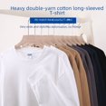 thumbnail image 4 of Camiseta de manga larga de algodón puro de 300 g de peso pesado para otoño/invierno, color sólido, holgada, con rosca de tornillo y cuello pequeño para hombres y mujeres, 4 of 4