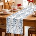 thumbnail image 5 of Navy Blue Grey Botanical Table Runner - 60 Inch Long Spring Floral Summer Farmhouse Cotton and Linen Blended Dress Scarves Farmhouse Table Runner for Kitchen Dining, Coffee Table, 13" x 60", 5 of 8