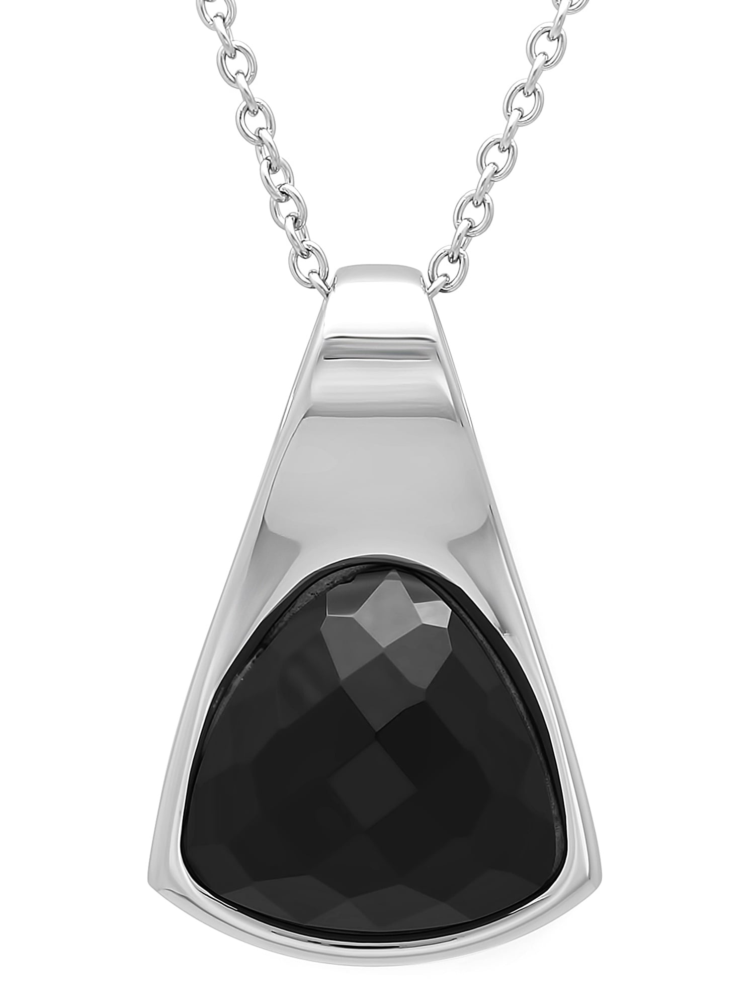 Brilliance Fine Jewelry Womens Stainless Steel Black Glass Pendant