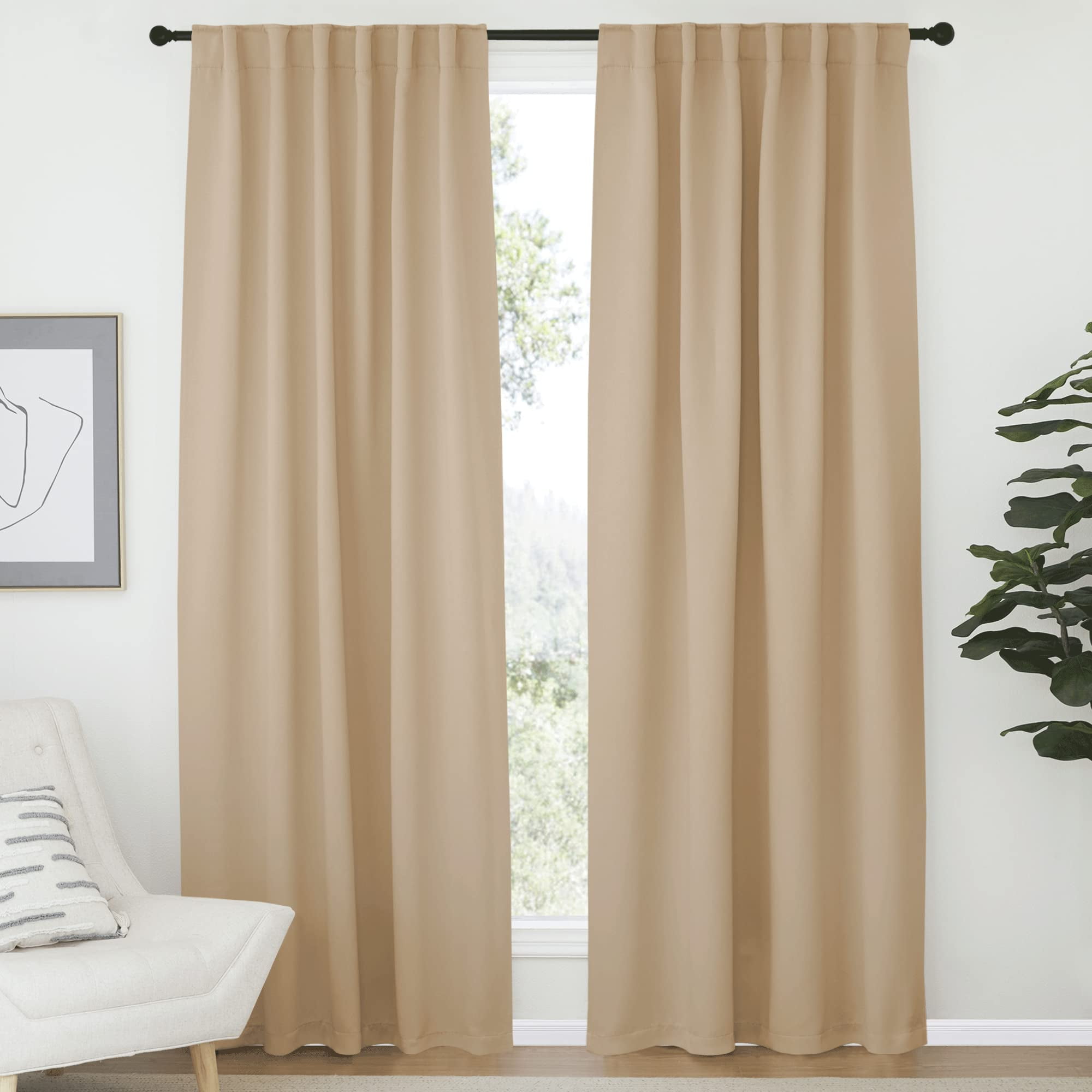 Window Treatment Elegant Curtains - (Biscotti Beige Color) 52