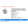 thumbnail image 2 of Front Wheel Bearing Hub Assembly - Compatible with 1990 - 1996 Dodge Dakota 4WD 1991 1992 1993 1994 1995, 2 of 2