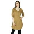 thumbnail image 1 of Phagun Designer Indian Kurta Casual Women Brown Solid Kurti Rayon Top Tunic Dress, 1 of 8
