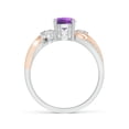 thumbnail image 2 of ANGARA Natural Amethyst and Diamond Twisted Vine Ring in 14K White & Rose Gold for Women (Size-6mm) | February Birthstone, Birthday, Anniversary, Jewelry Gift for Women | Natural Amethyst Ring, 2 of 9