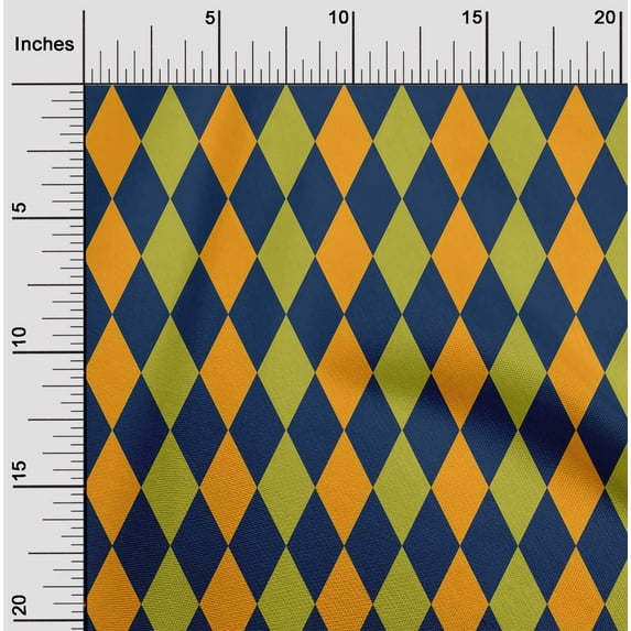 oneOone Cotton Jersey Navy Blue Fabric Argyle Check Sewing Material Print Fabric By The Yard 58 Inch Wide