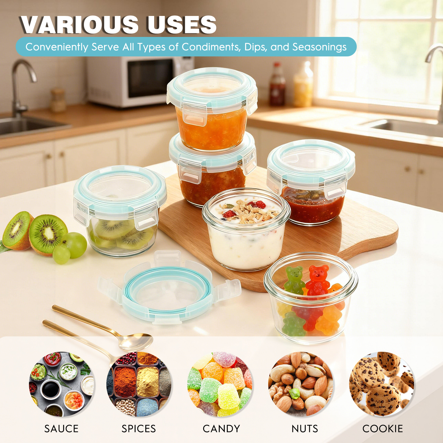 Taimasi Glass Food Storage Containers, 5oz, 12 Piece Set photo 7