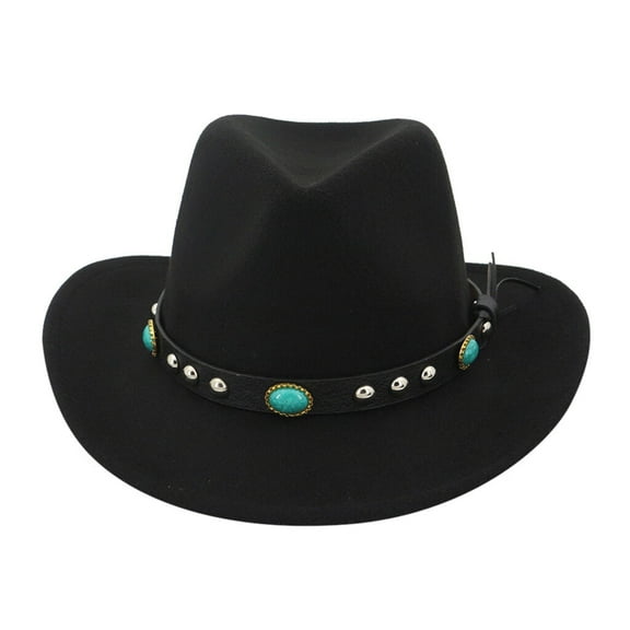 DOPI Classic Woven Men Hat Outdoor Cowboy Cattleman Hat & Women's Winter Baseball Caps BlackOne size