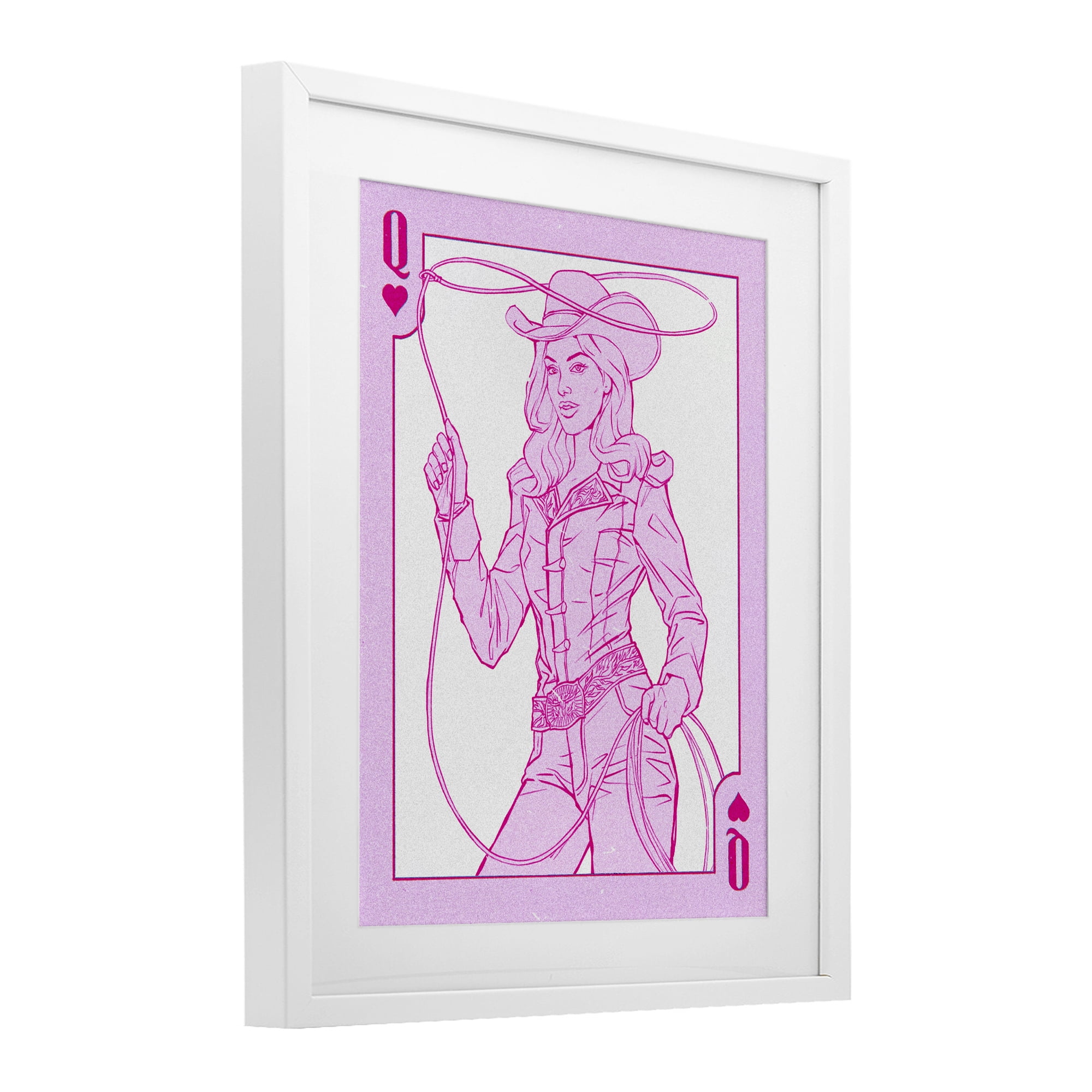 Stupell Industries Cowgirl Queen of Hearts White Framed Print Under Glass, design by Ziwei Li