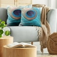 thumbnail image 5 of Ambesonne Feather Throw Pillow Cover 2 Pack, Close up Peacock Fluff Art, 20", Multicolor, 5 of 5
