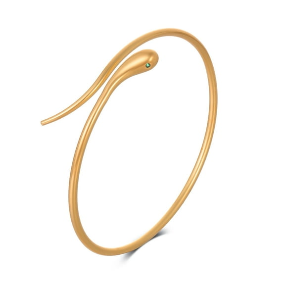 Lureme Golden Snake Bracelets for Women Open Bangle Cuff Minimalist Thin Wrist Cuff Bracelets(bl003587)
