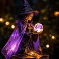 thumbnail image 4 of Halloween Solar Garden Lights, Witch Crystal Ball Stake Light, Auto On/Off Waterproof Outdoor Decor for Yard Pathway Lawn Patio, Resin, 4 of 8