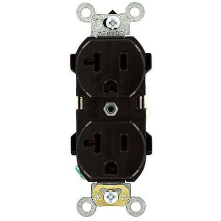 Leviton 5352 Duplex Receptacle Industrial Grade 5-20R 20A 125V BandS 8 Hole Feed-Thru Wired - Brown
