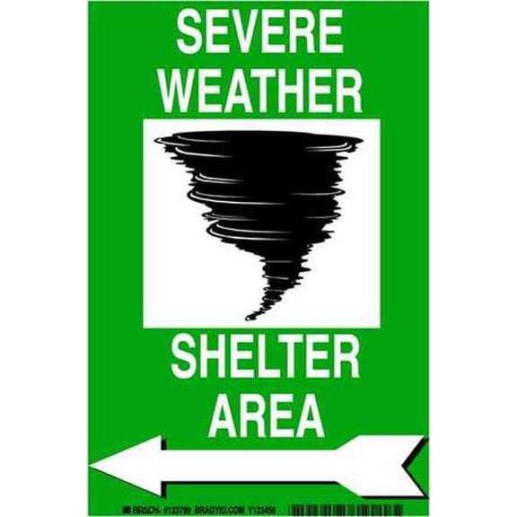 BRADY Emergency Sign,Poly,10x7 in,Grn/Blk/Wht 123799