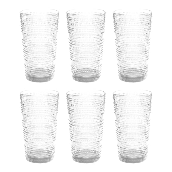 Beaded Acrylic Drinking Glass - Clear - 16 oz - Set of 6