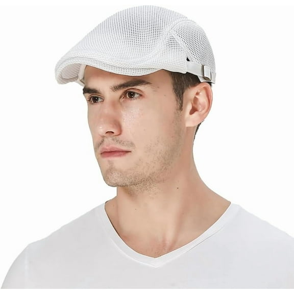 Men's Breathable Mesh Newsboy Cap Summer Beret Ivy Cap Driving Cabbie Flat Hat