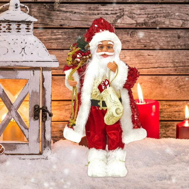 Muñeco de Navidad, decoración navideña, regalo, estatua decorativa, figura de Papá Noel, decoraciones de Papá Noel para habitación, mesa de tienda 30 centimetros Hugo muñeca santa