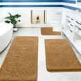 thumbnail image 4 of Tuvgenk Non Slip Bathroom Rug Set 3 Piece Water Absorbing Bath Rug Sets 3 Large Bath Mat Sets for Bathroom Floor(Khaki,31x16 inch,24x16 inch,20x16 inch), 4 of 8