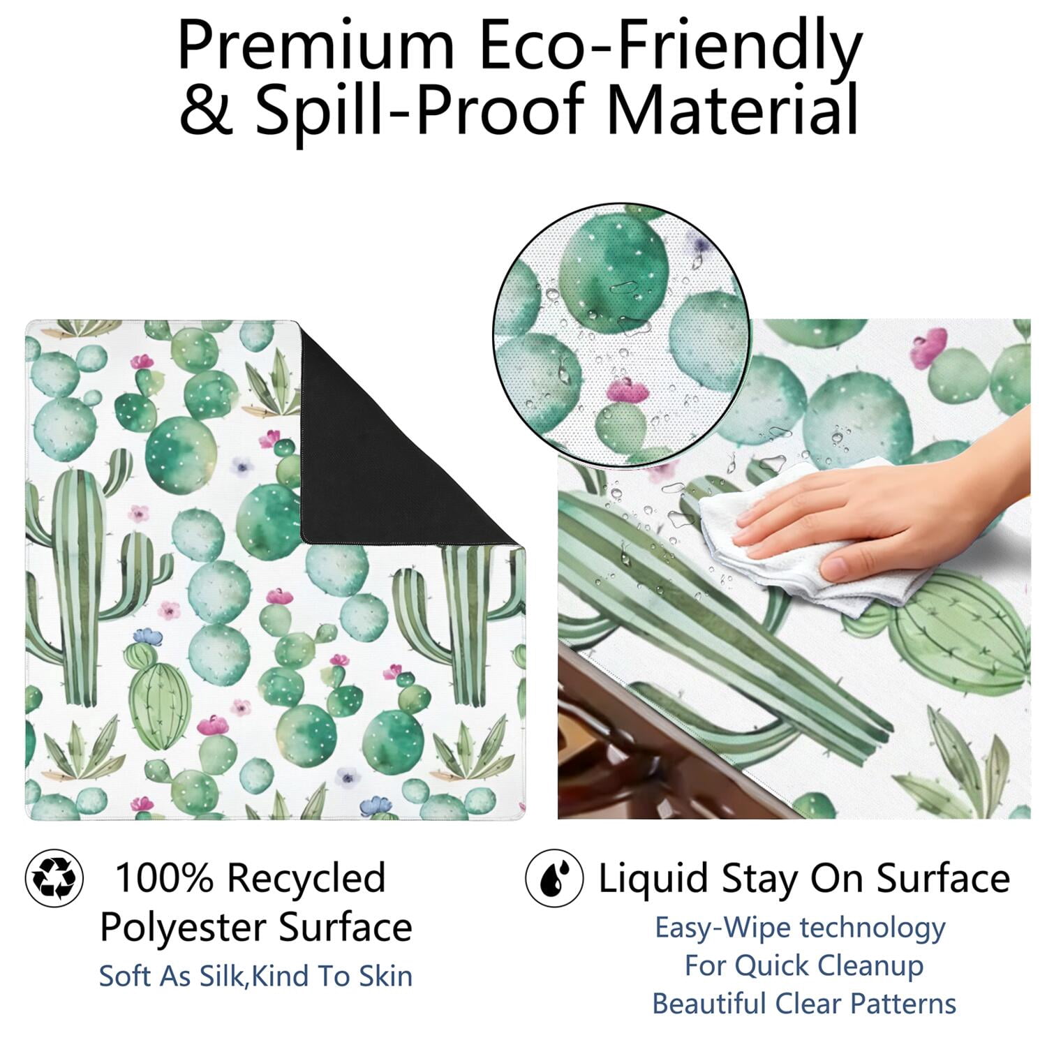 31.5 Inch Plants Inspired Table Mat Constructed from Rubber with Anti-Slip Properties and Noise Reducing Qualities for Mahjong Card Games Board Games Family Gatherings