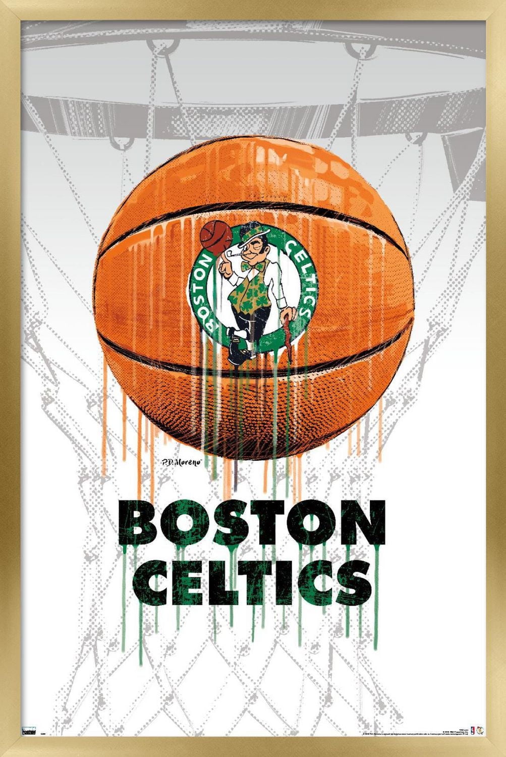 NBA Boston Celtics - Drip Ball 20 Wall Poster, 22.375" x 34" Framed