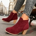 thumbnail image 4 of Rokment Women's High Heel Dress Boots for Ladies Fall Winter Fashion Solid Suede Pointed Toe Block Dressy Pumps Ankle Booties Wine Size 6.5, 4 of 7