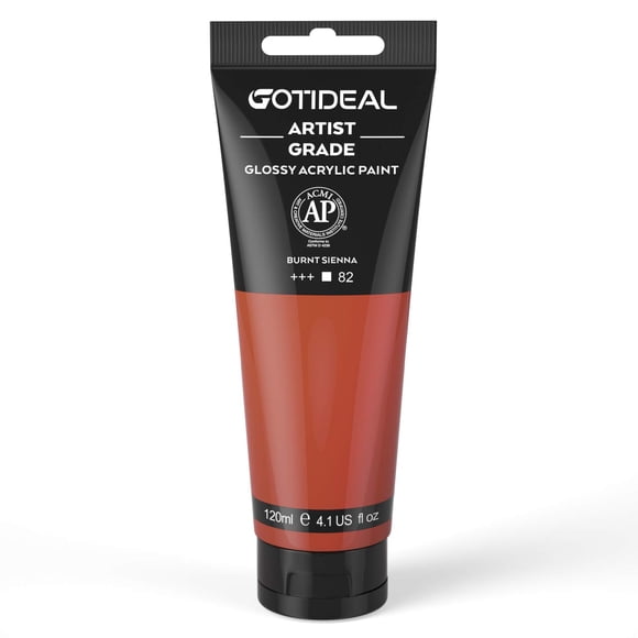 GOTIDEAL Acrylic Paint Burnt Sienna Tubes(120ml, 4.1 oz) Non Toxic Non Fading,Rich Pigments for Painters, Adults & Kids, Ideal for Canvas Wood Clay Fabric Ceramic Craft Supplies (Burnt Sienna)