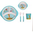 thumbnail image 1 of Kids Dinnerware Set Bamboo 5 Pcs with Plate Bowl Cup Fork Spoon (Giraffe), 1 of 5