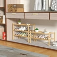 thumbnail image 4 of 3 Tier Bamboo Shoe Rack for Closet Free Standing Wood Shoe Shelf Storage Organizer for Entryway Small Space Stackable 27"x11"x20" (Natural), 4 of 7