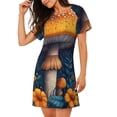 thumbnail image 2 of Disketp Vintage Blue Leaf Mushroom para Camisón Corto de Manga Corta para Mujeres, Camisón Cómodo con Escote Redondo, Bonito y Confortable, 2 of 6