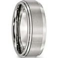 thumbnail image 4 of Stainless Steel Polished With Brushed Center 8mm Ridged Edge Band (Size 12.5) Made In China sr24-12.5, 4 of 5