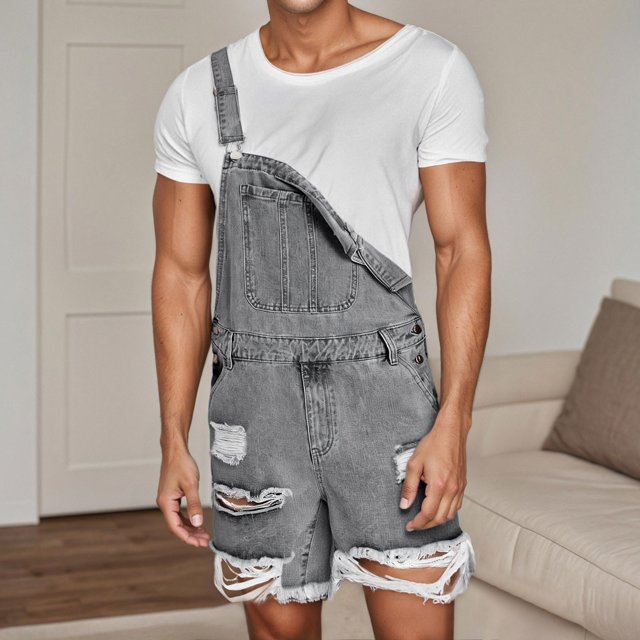 WILLBEST Mono Vaquero Corto Informal para Hombre, Cómodo y Elástico, con Detalles Rotos para Uso Diario.