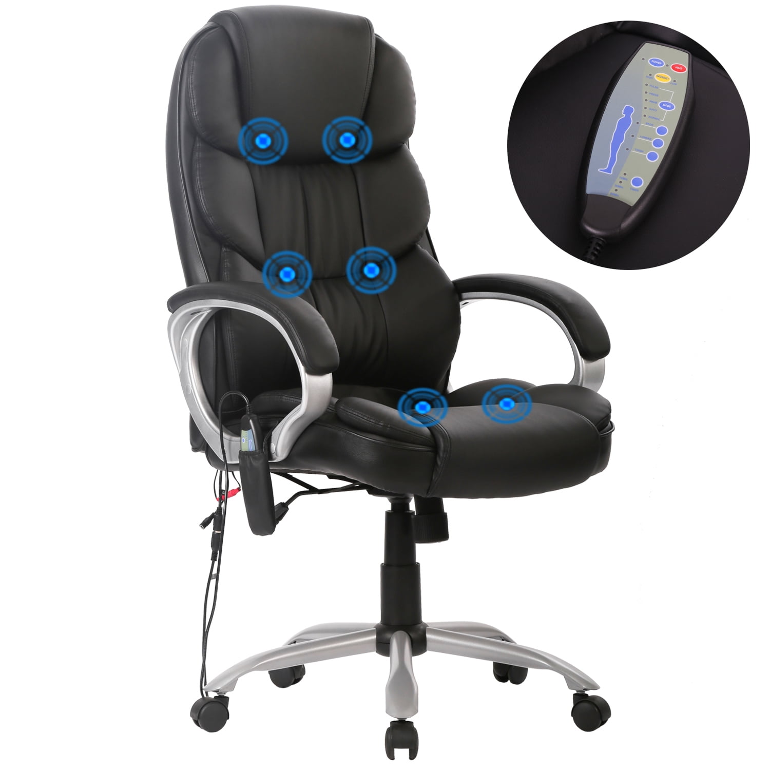 Massage Chair Ergonomic Office Chair Desk Pu Leather Computer Chair Task Rolling Swivel