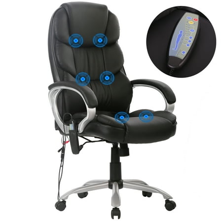 Massage Chair Ergonomic Office Chair Desk PU Leather Computer Chair Task Rolling Swivel Adjustable Stool Executive Chair with Lumbar Support Armrest for