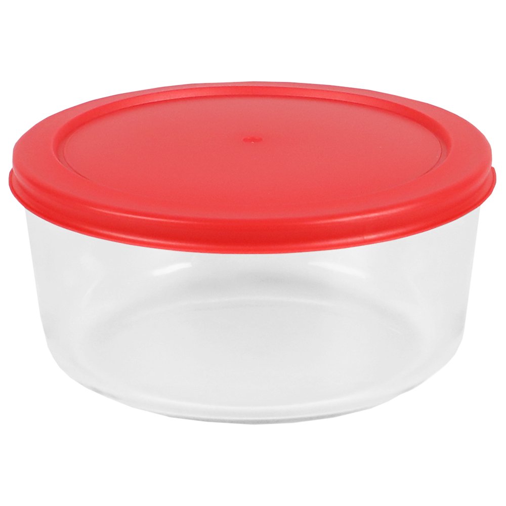 Home Basics Round 32 oz. Borosilicate Glass Food Storage Container with