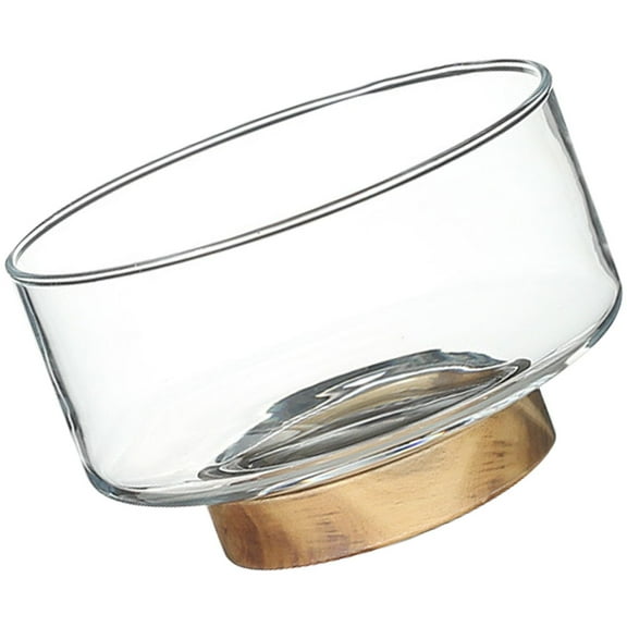Wooden Base Glass Food Tray for Home Use 1700ML Storage Container