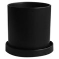 thumbnail image 1 of Beautiful Black Ceramic Pots with Plate for Flowers Planting Ideal for Home Office Desk or Countertop Display S Size, 1 of 8