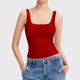 thumbnail image 2 of Camiseta sin mangas y cuello redondo para mujer - Top básico ajustado de punto acanalado - Ropa informal elástica de poliéster, 2 of 4