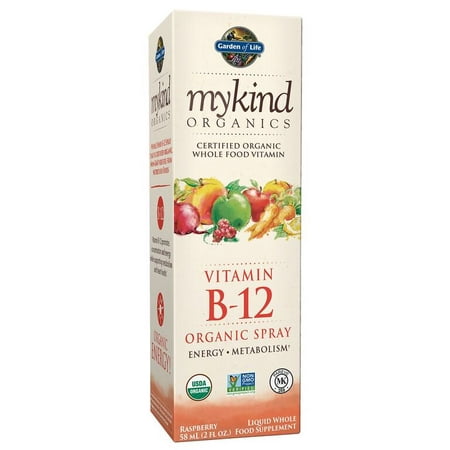 Garden of Life Mykind Organics Vitamin B-12 Spray, Raspberry, 2 Fl (Ratings For Best Organic Liquid Vitamins And Minerals)